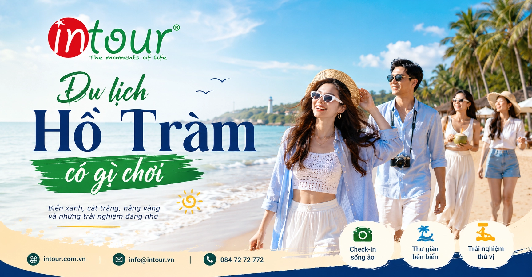 Bãi biển Hồ Tràm xanh mướt, thích hợp cho du lịch nghỉ dưỡng.