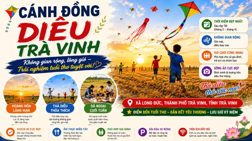 Cánh đồng diều Long Đức Trà Vinh
