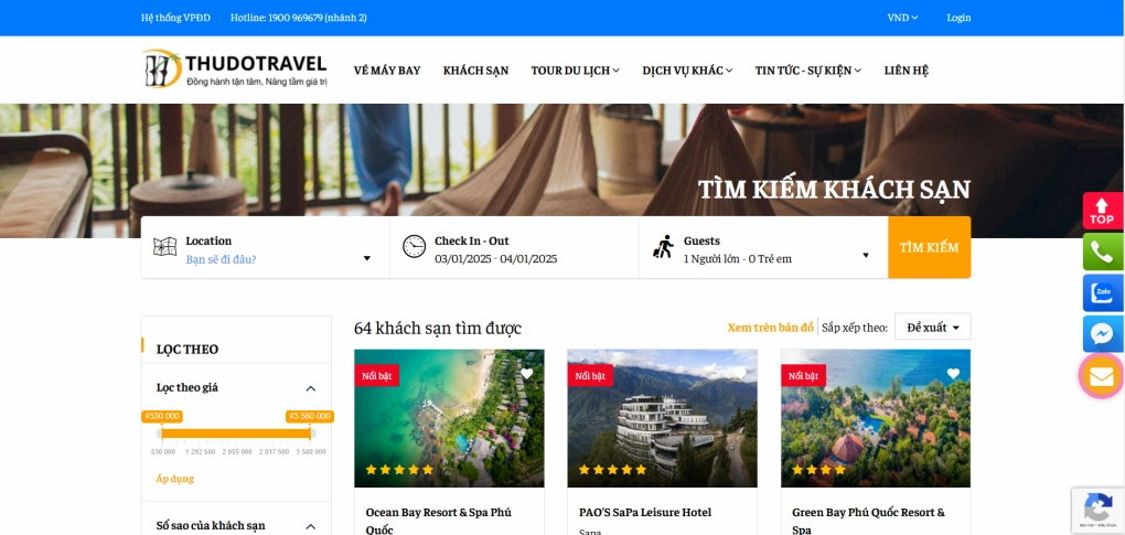 Đặt phòng khách sạn - Thudotravel