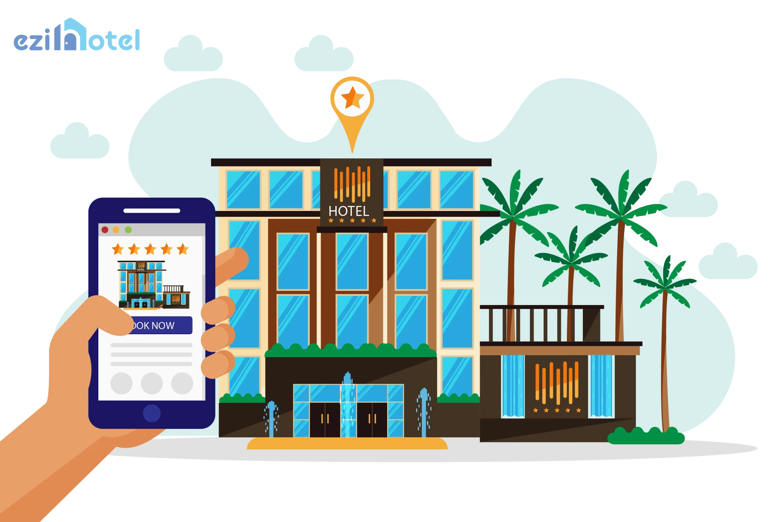 Hình ảnh minh họa về khái niệm booking khách sạn